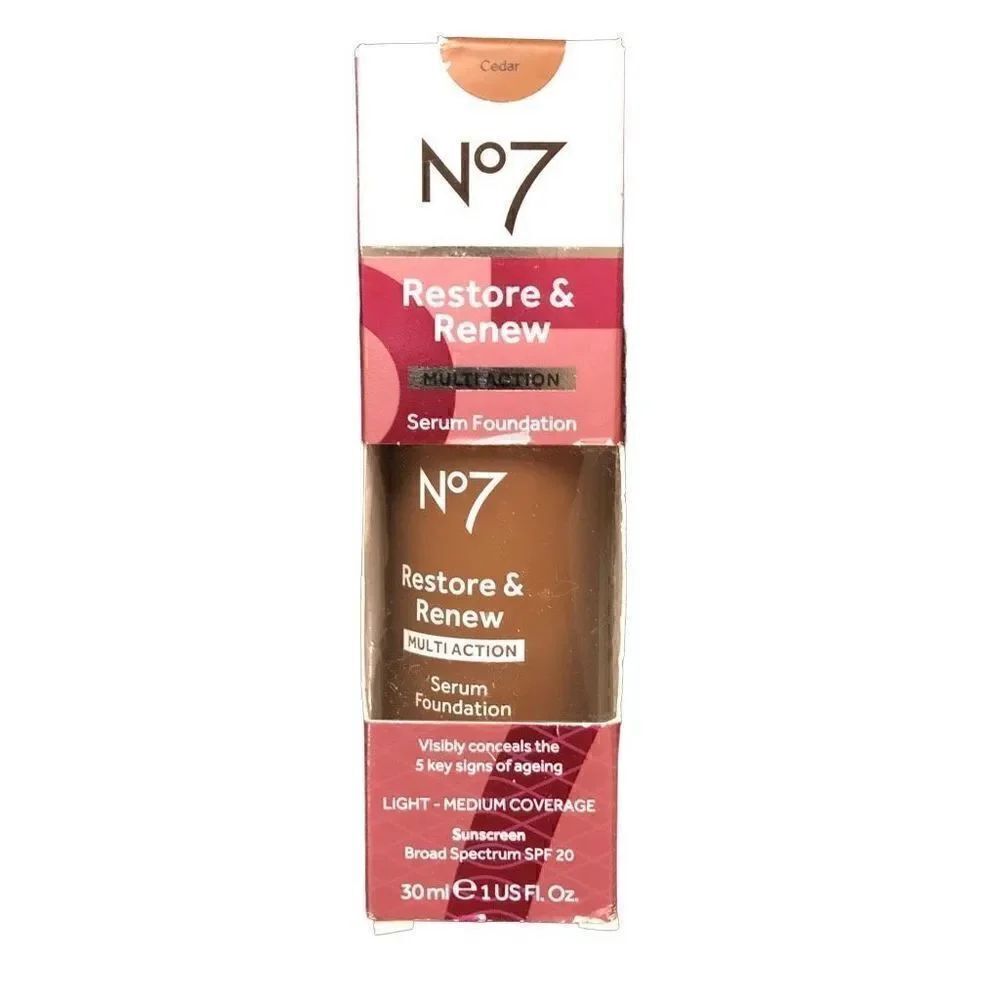 No7 Restore &ย Renew Multi ActionโSerumโFoundationโCedar,โ1โflโozโea,โNIB